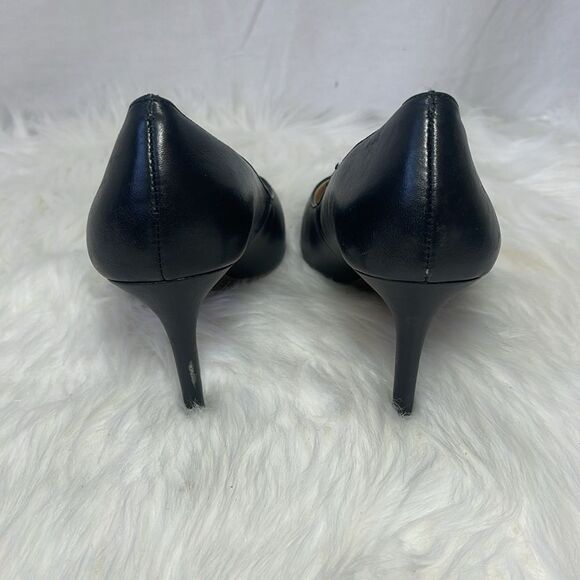 Sole Society Luneira Black Leather Stiletto Pointed Toe Heels Sz 7 - Picture 3 of 8